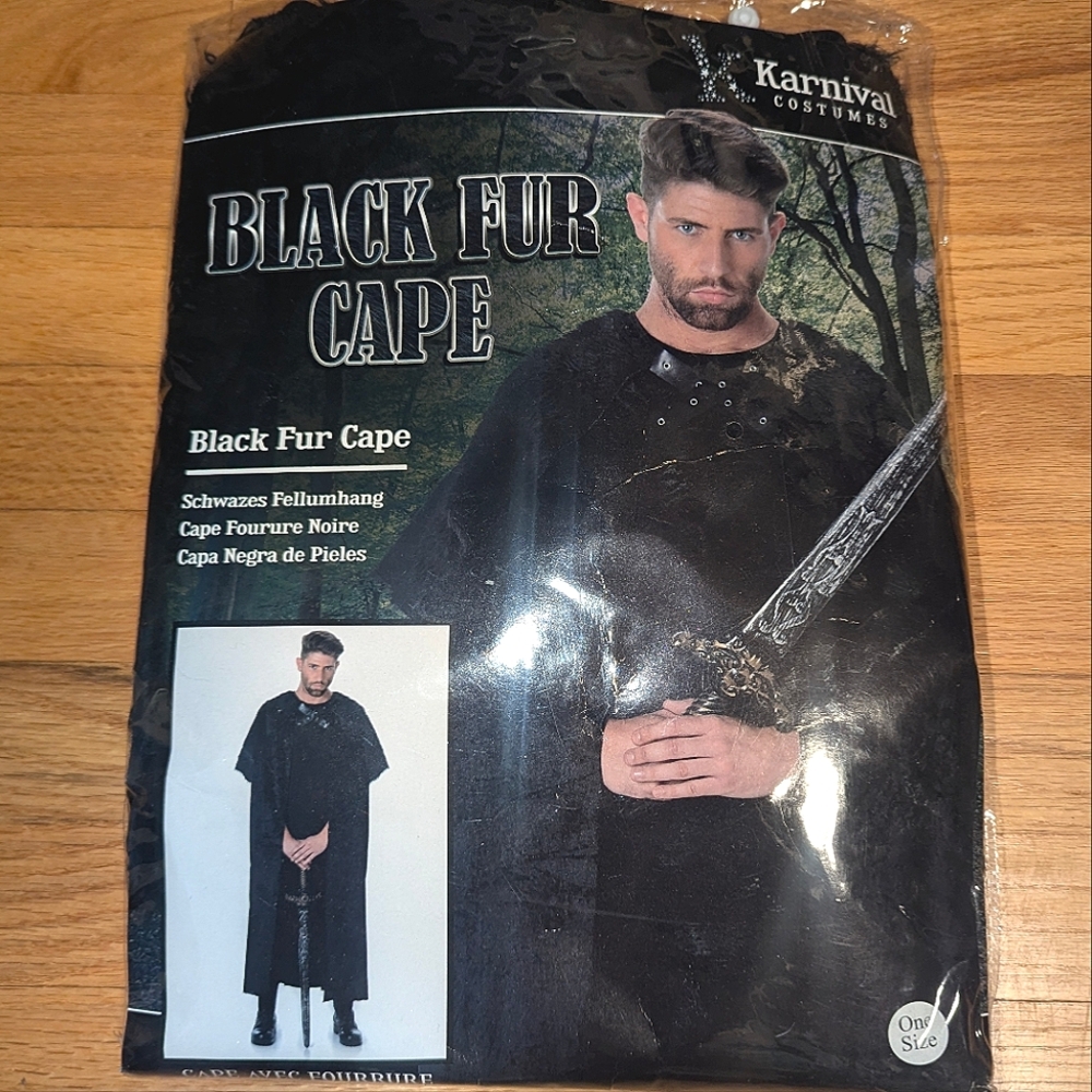 Black Fur Cape Karnival Costumes Halloween Warrior Accessories Cloak Cape